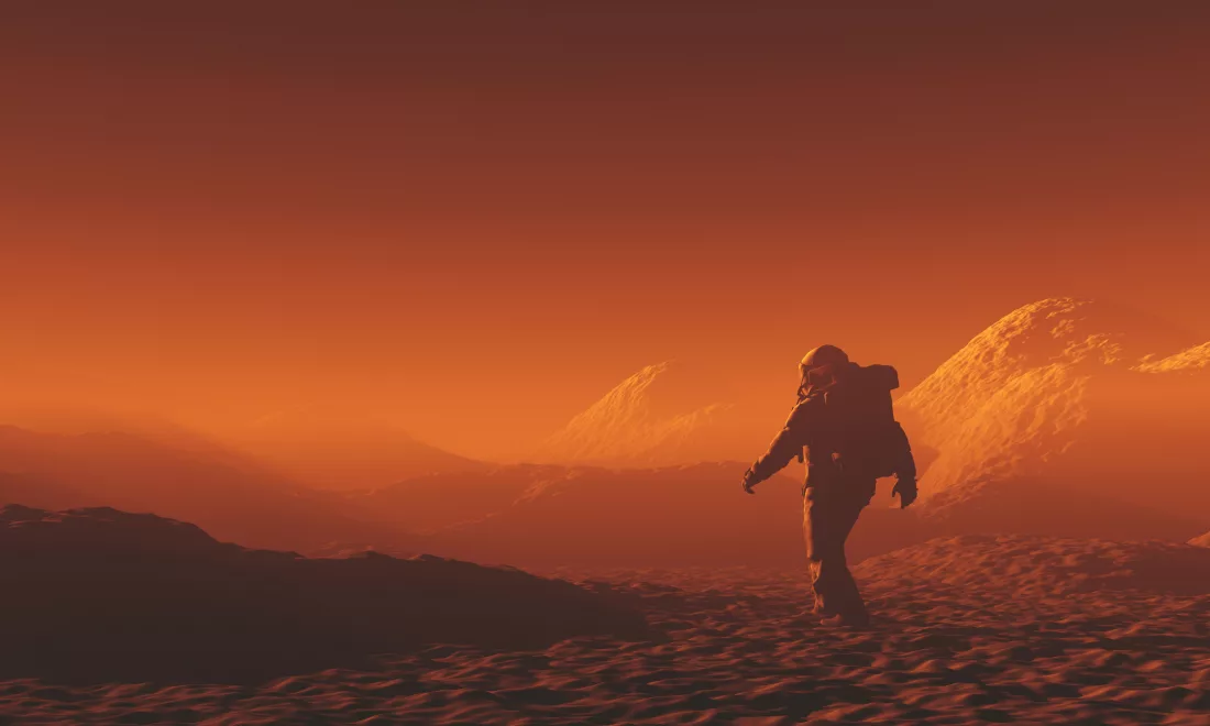 Imagem da pergunta: Em qual planeta está o extinto vulcão Olympus Mons. (Monte Olimpo)?