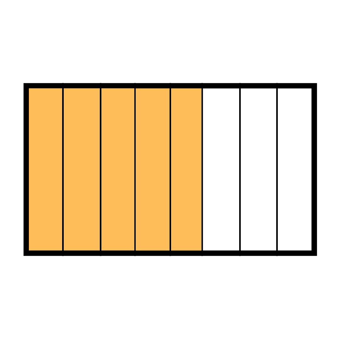 Imagem da pergunta: Observa a imagem e selecione a fração que representa a porção pintada de laranja: