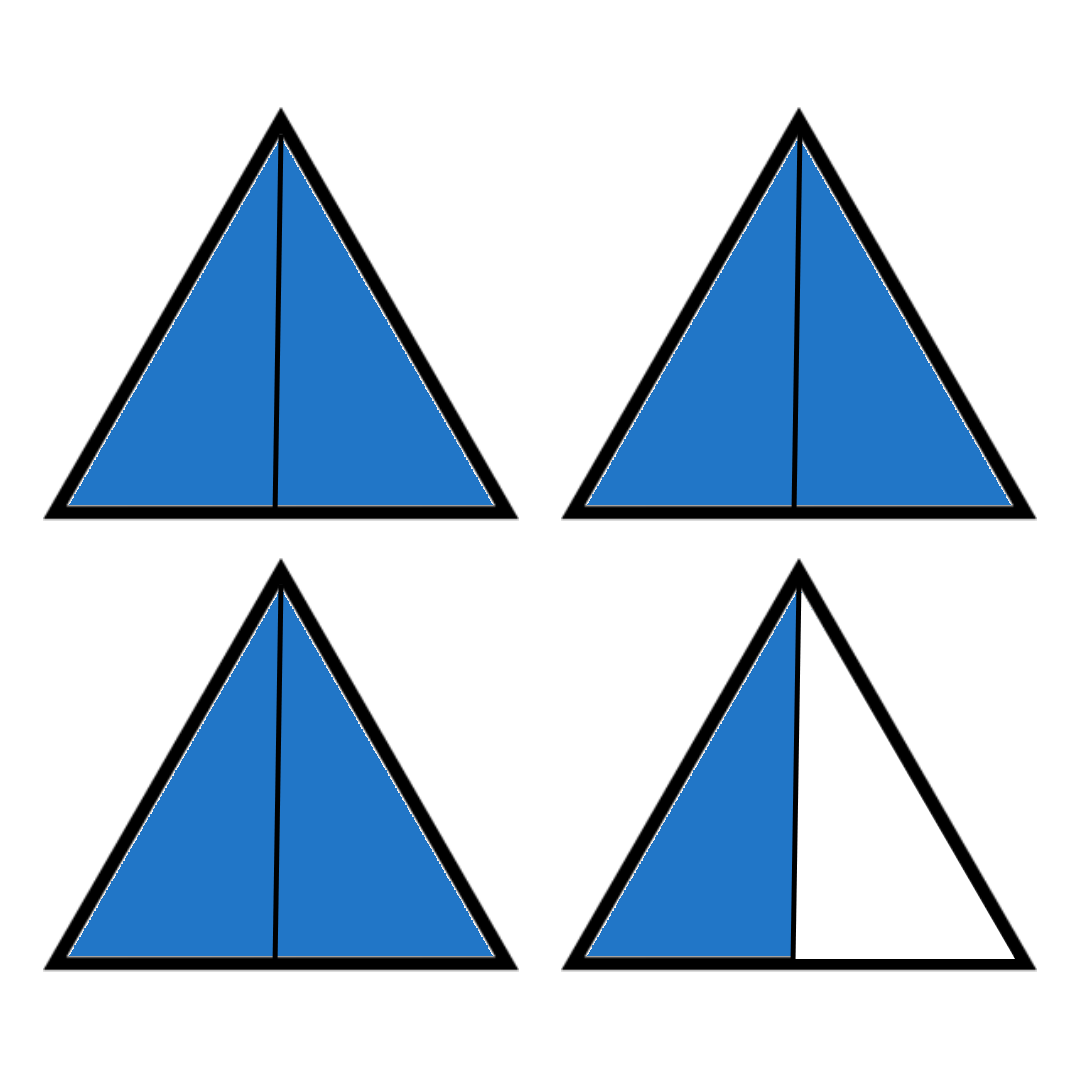 Imagem da pergunta: Qual fração imprópria representa a parte azul das figuras?