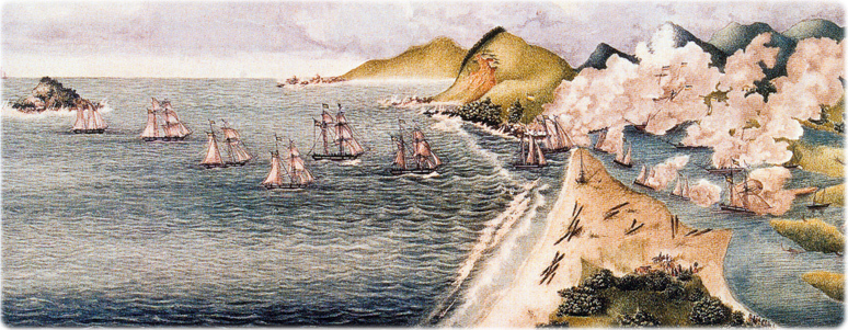 ilustração A batalha de reconquista de Laguna pelas forças imperiais